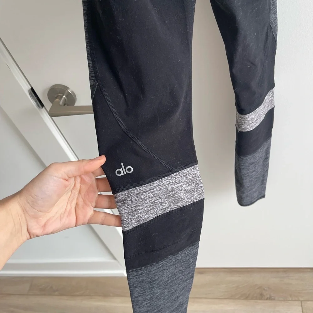 ALO Black and Gray High-Waisted Leggings